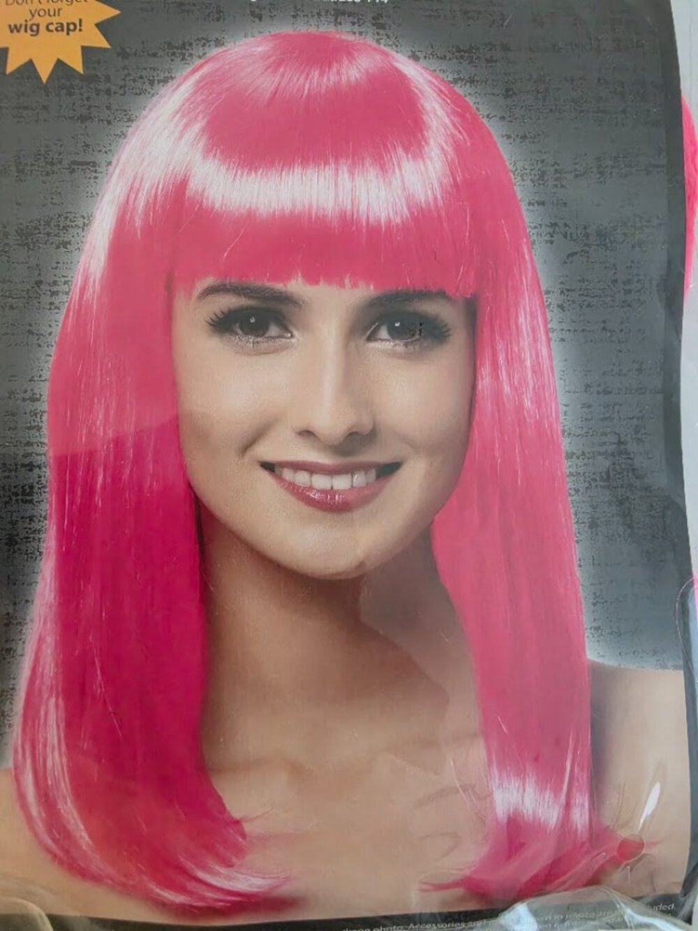 Halloween Long Bob Wig Hot Pink Costume Cosplay NWT.